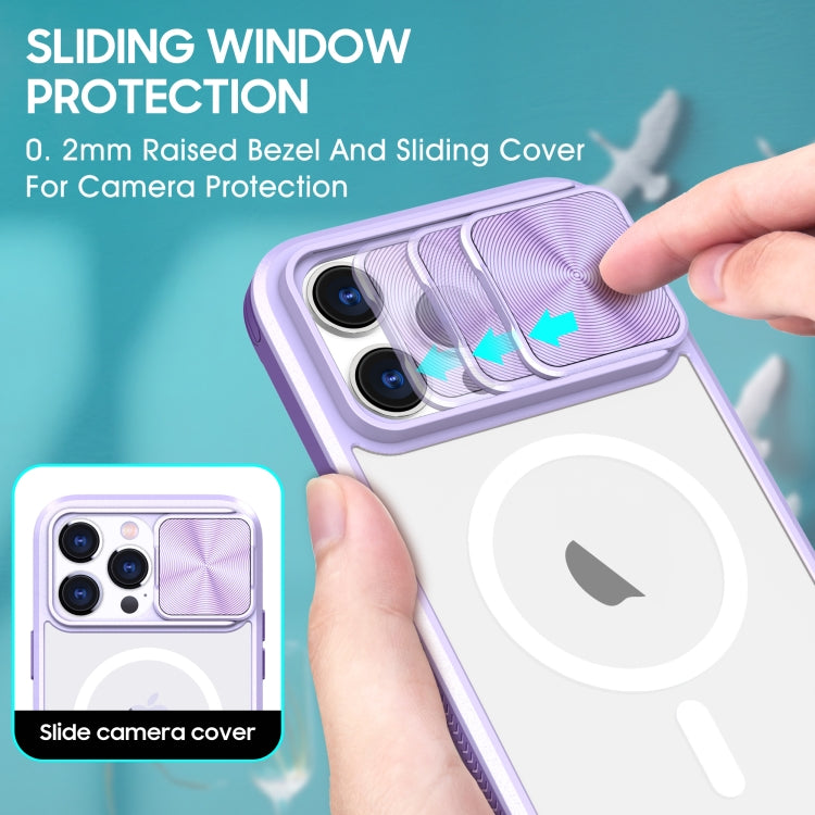 For  iPhone 12 Pro Max Clear Acrylic + PC + TPU MagSafe Lens Sliding Cover Full Coverage Phone Case