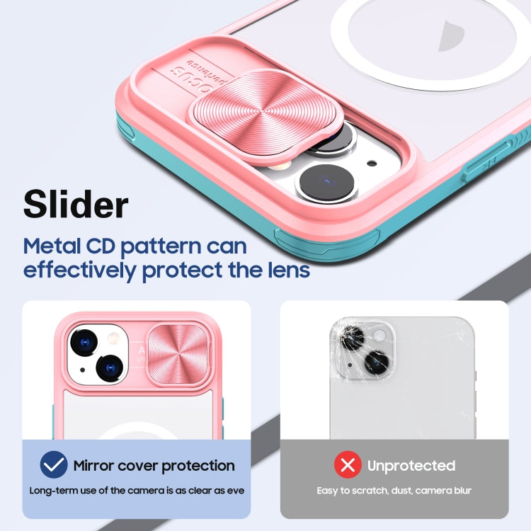 For iPhone 14 / 13 Clear Acrylic + PC + TPU MagSafe Lens Sliding Cover Full Coverage Phone Case