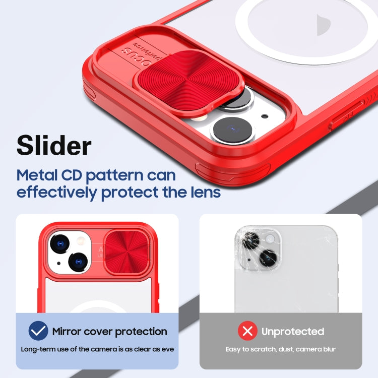 For iPhone 14 / 13 Clear Acrylic + PC + TPU MagSafe Lens Sliding Cover Full Coverage Phone Case