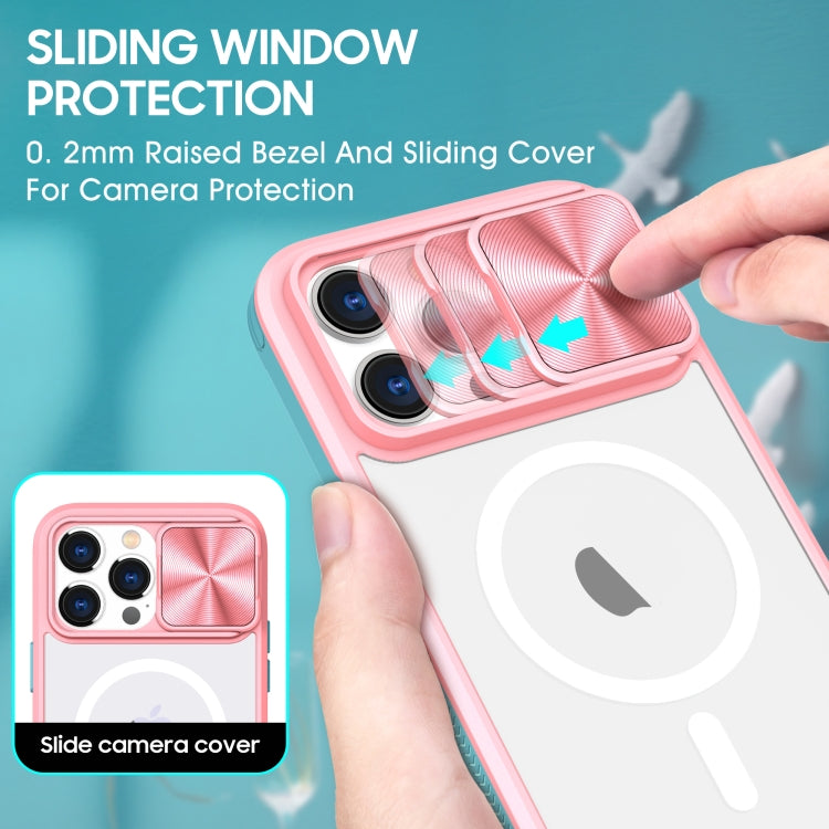 For  iPhone 14 Pro Max Clear Acrylic + PC + TPU MagSafe Lens Sliding Cover Full Coverage Phone Case