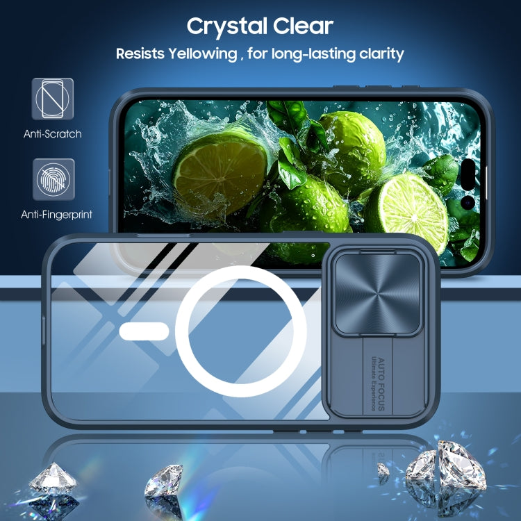 For iPhone 16 Pro Clear Acrylic + PC + TPU MagSafe Lens Sliding Cover Full Coverage Phone Case