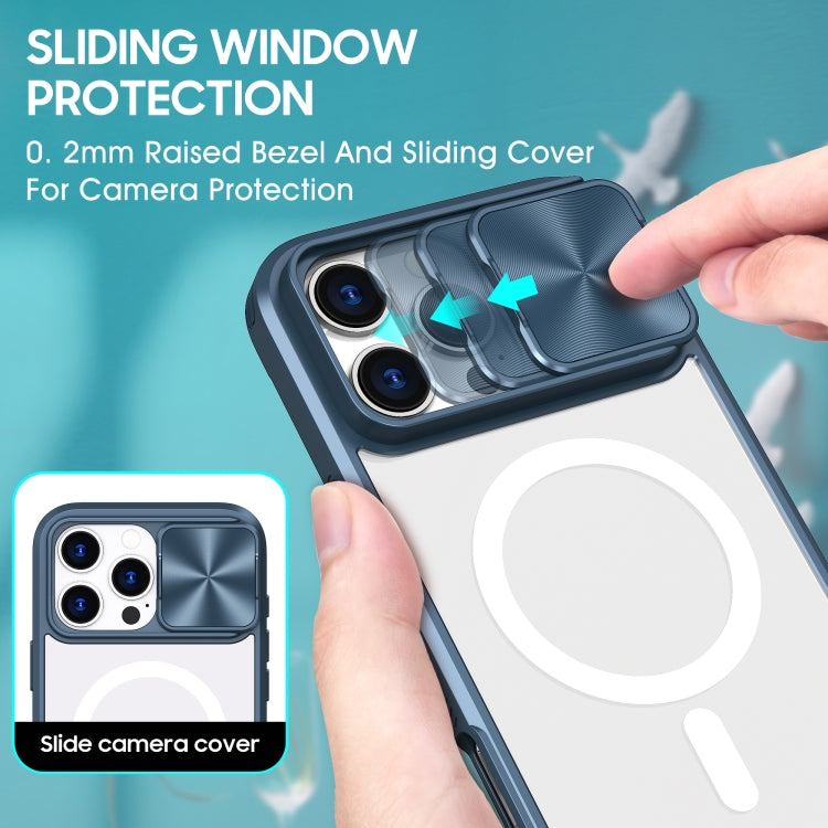 For iPhone 16 Pro Clear Acrylic + PC + TPU MagSafe Lens Sliding Cover Full Coverage Phone Case
