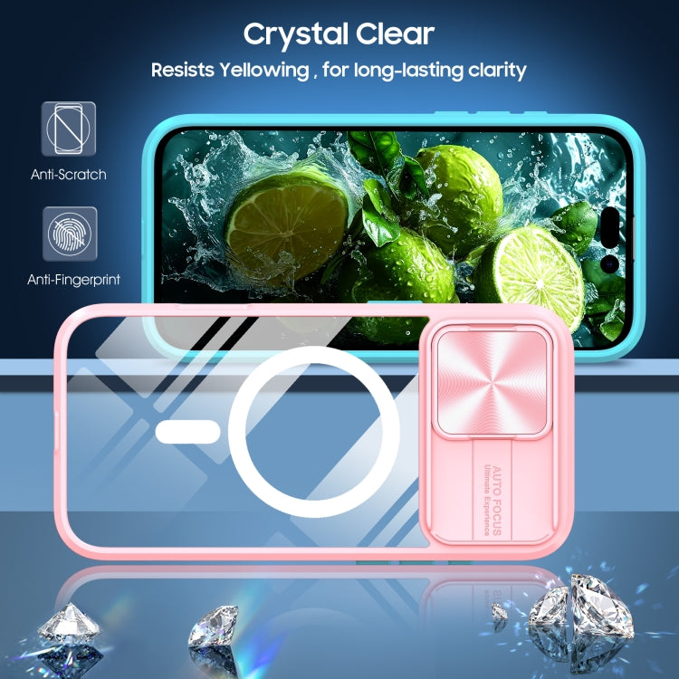 For iPhone 16 Pro Clear Acrylic + PC + TPU MagSafe Lens Sliding Cover Full Coverage Phone Case
