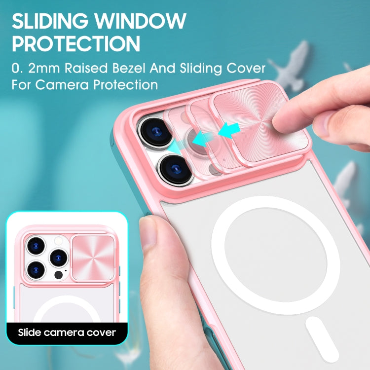 For iPhone 16 Pro Clear Acrylic + PC + TPU MagSafe Lens Sliding Cover Full Coverage Phone Case