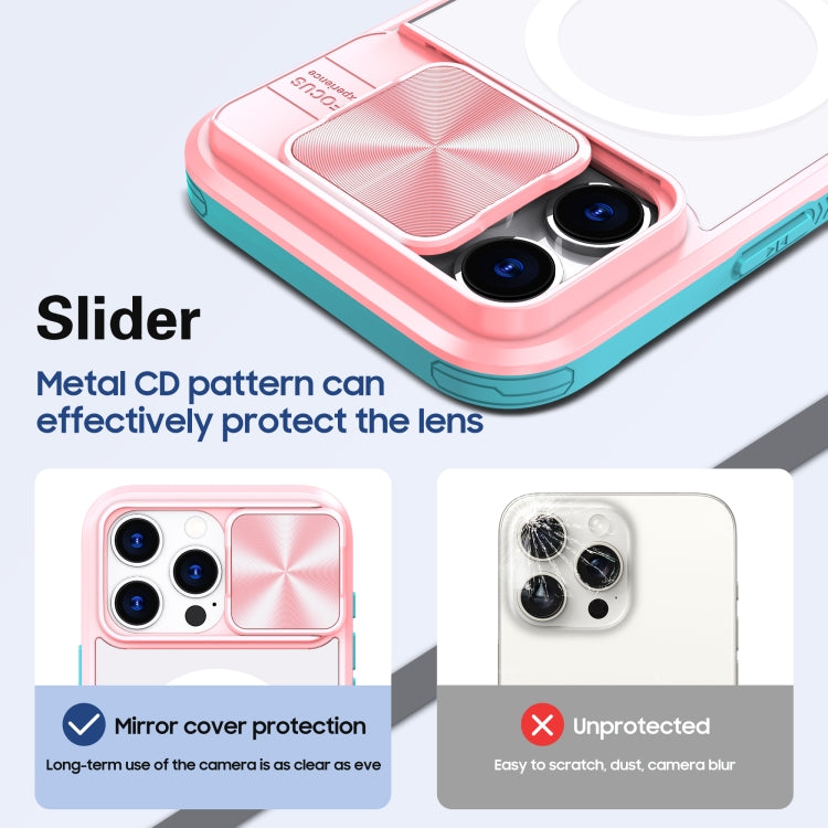 For iPhone 16 Pro Clear Acrylic + PC + TPU MagSafe Lens Sliding Cover Full Coverage Phone Case