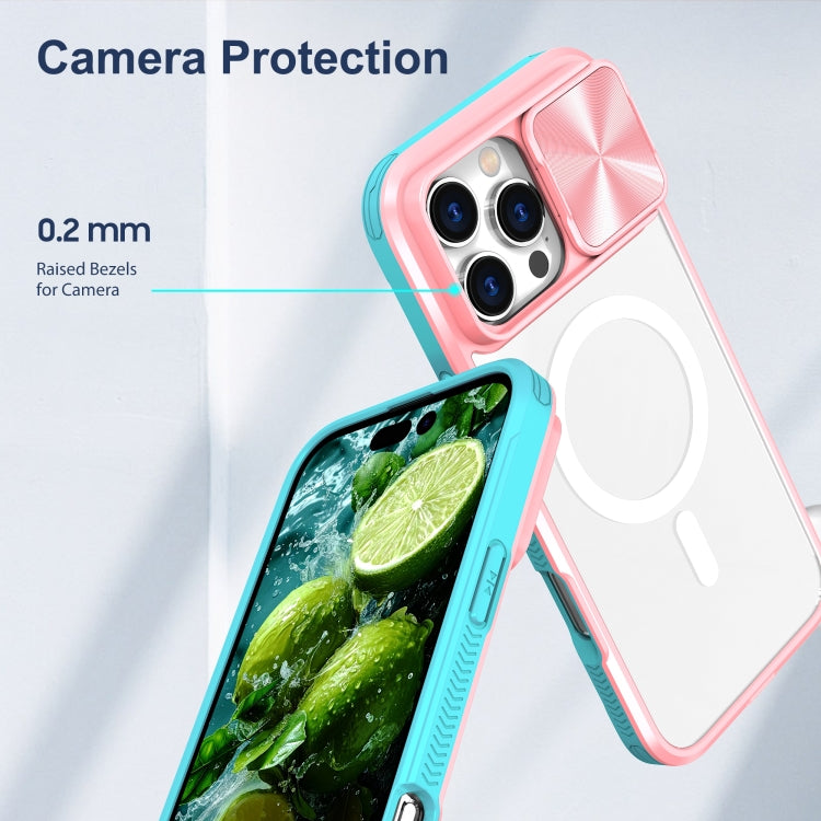 For iPhone 16 Pro Clear Acrylic + PC + TPU MagSafe Lens Sliding Cover Full Coverage Phone Case