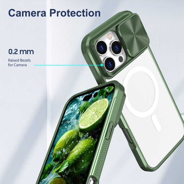 For iPhone 16 Pro Clear Acrylic + PC + TPU MagSafe Lens Sliding Cover Full Coverage Phone Case