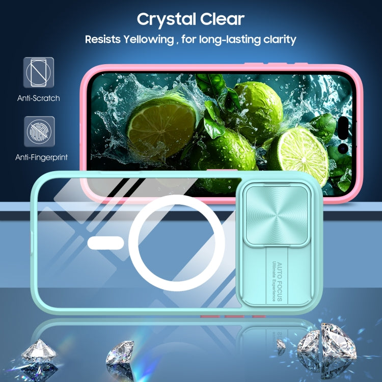 For iPhone 16 Pro Clear Acrylic + PC + TPU MagSafe Lens Sliding Cover Full Coverage Phone Case
