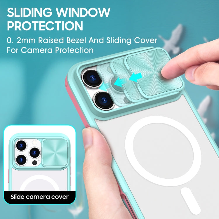 For iPhone 16 Pro Clear Acrylic + PC + TPU MagSafe Lens Sliding Cover Full Coverage Phone Case