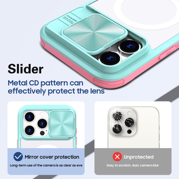 For iPhone 16 Pro Clear Acrylic + PC + TPU MagSafe Lens Sliding Cover Full Coverage Phone Case