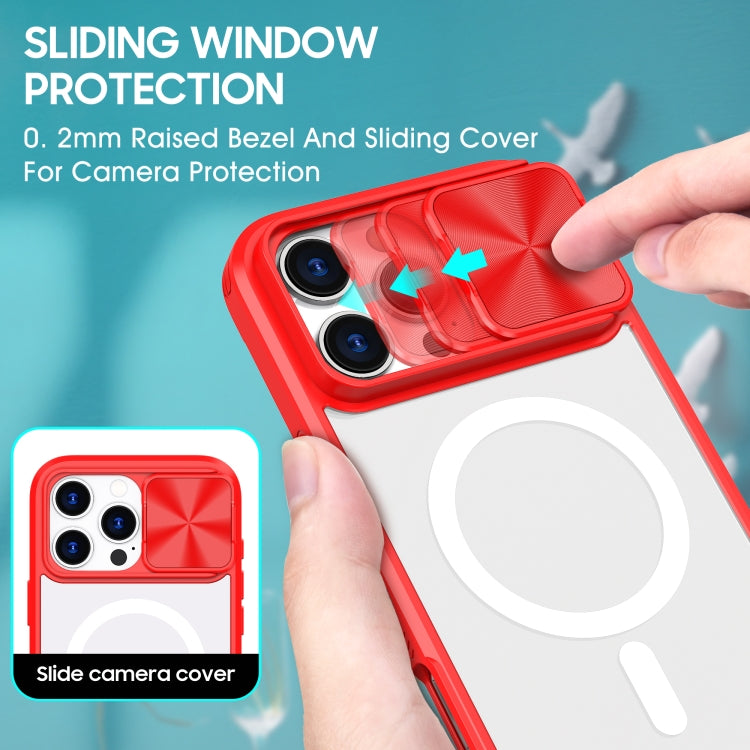 For iPhone 16 Pro Clear Acrylic + PC + TPU MagSafe Lens Sliding Cover Full Coverage Phone Case