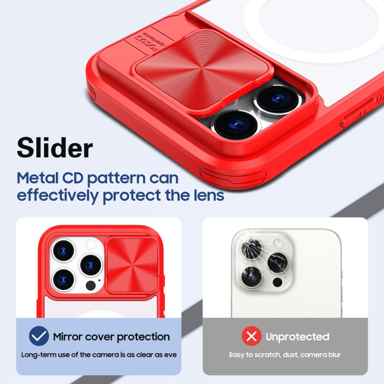 For iPhone 16 Pro Clear Acrylic + PC + TPU MagSafe Lens Sliding Cover Full Coverage Phone Case