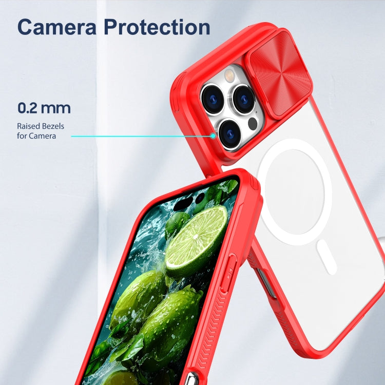 For iPhone 16 Pro Clear Acrylic + PC + TPU MagSafe Lens Sliding Cover Full Coverage Phone Case