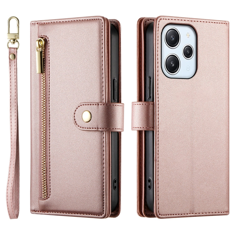 For Redmi 12 5G / 4G / Note 12R Nine Card-slot Zipper Wallet Bag Leather Phone Case