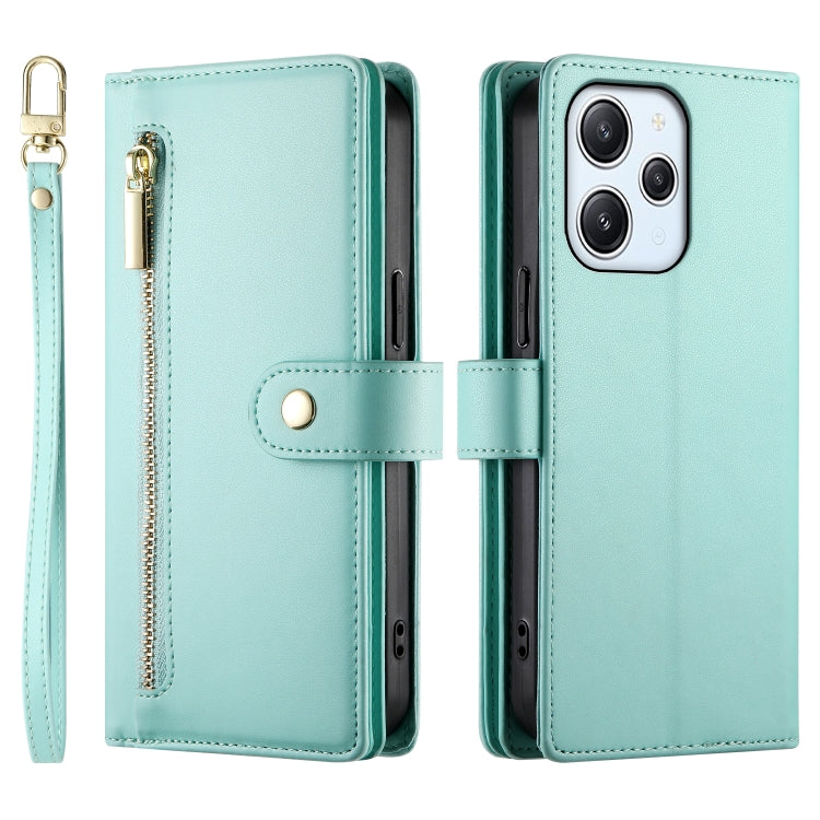 For Redmi 12 5G / 4G / Note 12R Nine Card-slot Zipper Wallet Bag Leather Phone Case
