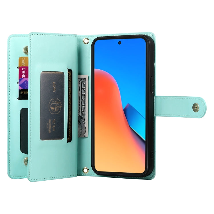 For Redmi 12 5G / 4G / Note 12R Nine Card-slot Zipper Wallet Bag Leather Phone Case