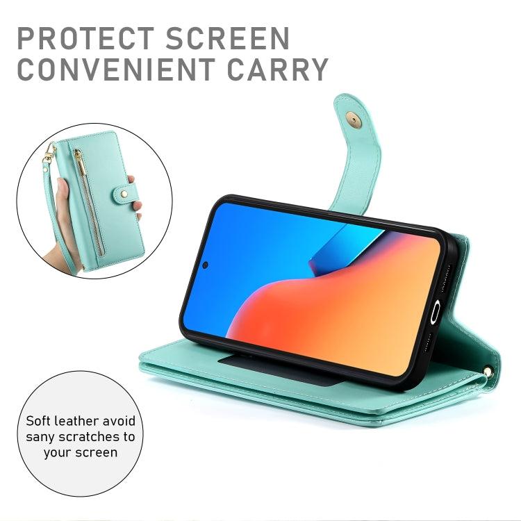 For Redmi 12 5G / 4G / Note 12R Nine Card-slot Zipper Wallet Bag Leather Phone Case