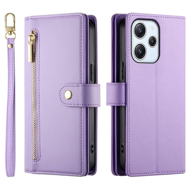 For Redmi 12 5G / 4G / Note 12R Nine Card-slot Zipper Wallet Bag Leather Phone Case