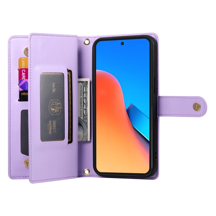 For Redmi 12 5G / 4G / Note 12R Nine Card-slot Zipper Wallet Bag Leather Phone Case