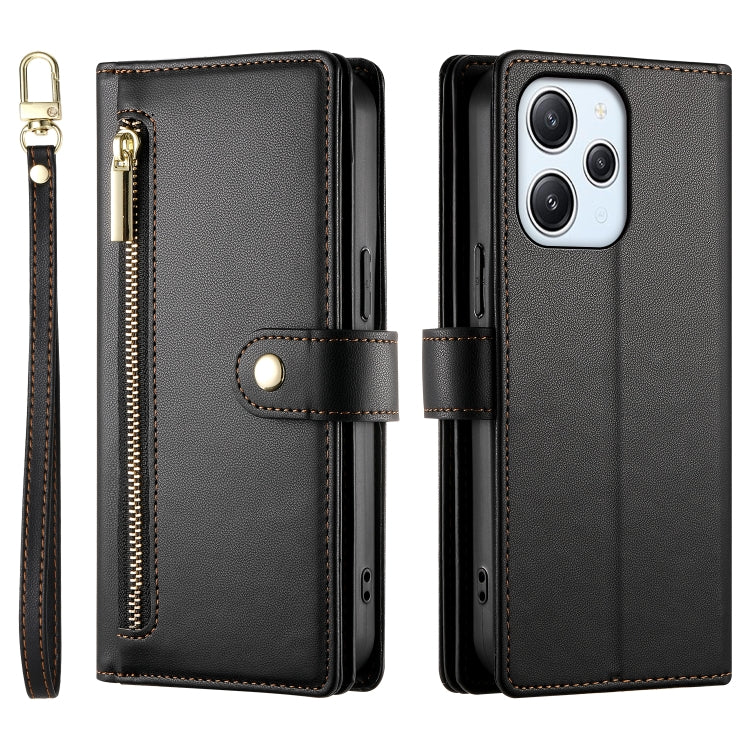 For Redmi 12 5G / 4G / Note 12R Nine Card-slot Zipper Wallet Bag Leather Phone Case