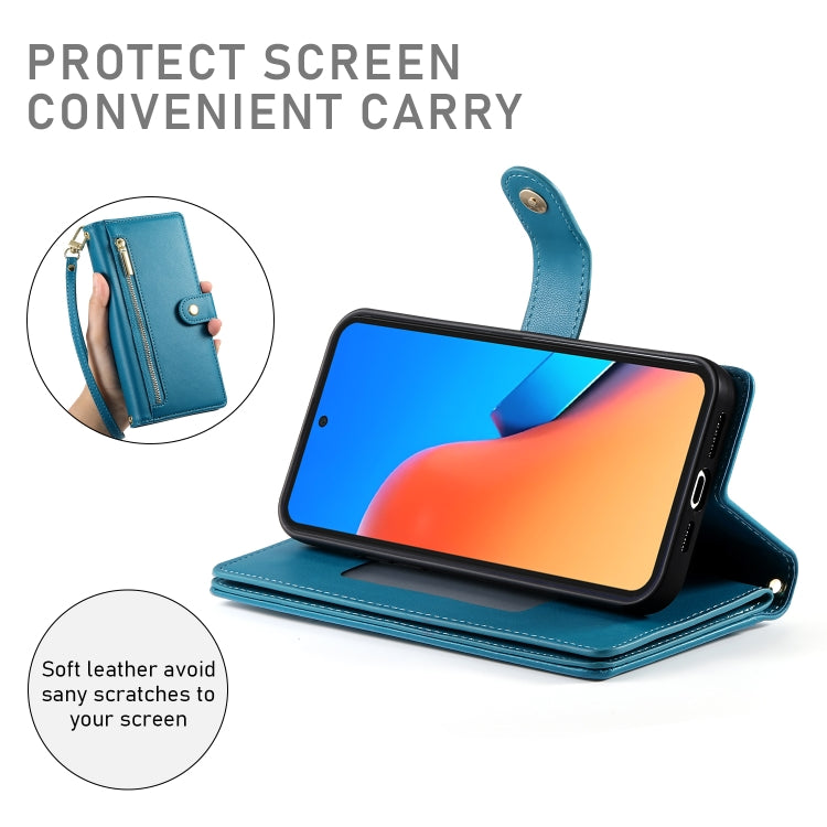 For Redmi 12 5G / 4G / Note 12R Nine Card-slot Zipper Wallet Bag Leather Phone Case