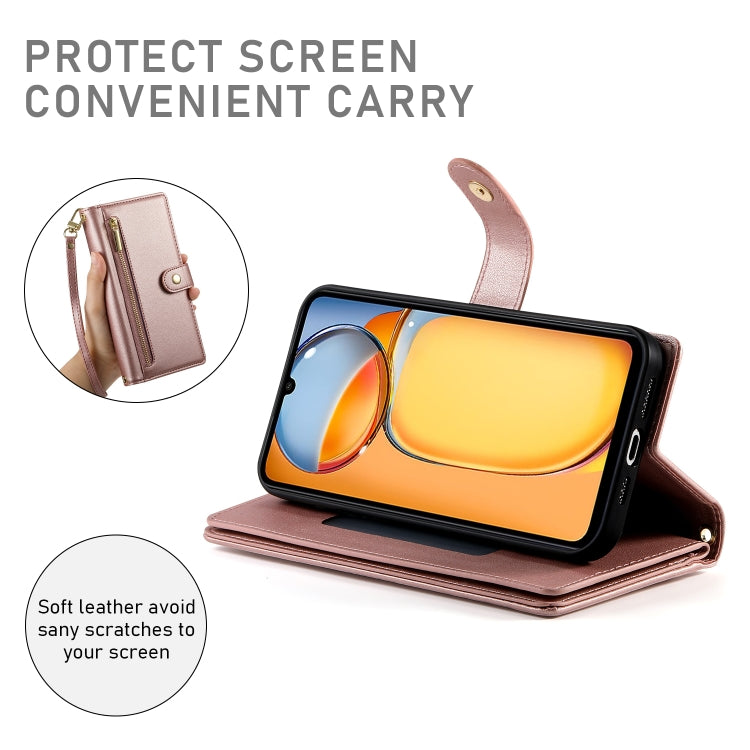 For Redmi 13C 5G / 4G / Xiaomi Poco C65 Nine Card-slot Zipper Wallet Bag Leather Phone Case