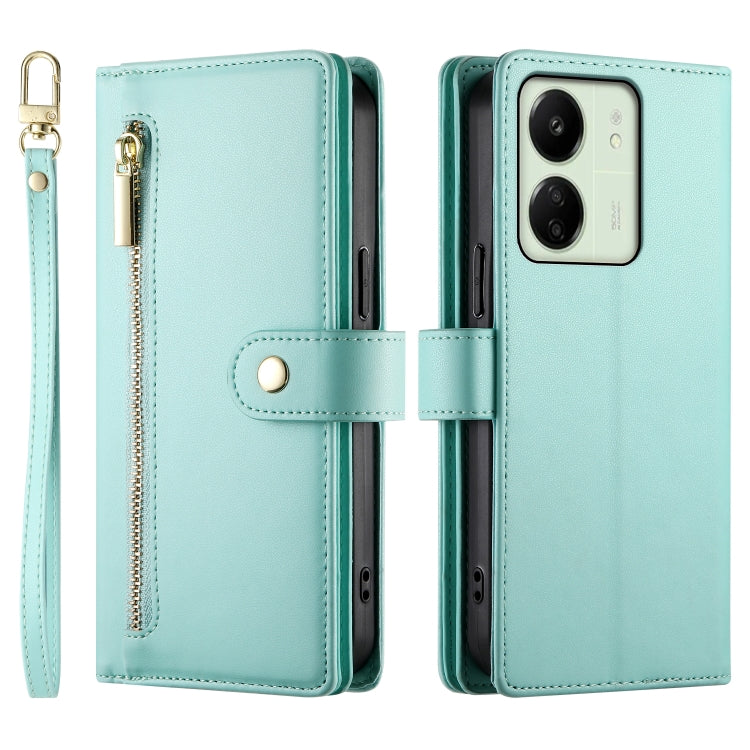 For Redmi 13C 5G / 4G / Xiaomi Poco C65 Nine Card-slot Zipper Wallet Bag Leather Phone Case