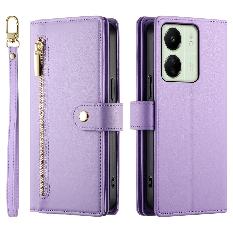 For Redmi 13C 5G / 4G / Xiaomi Poco C65 Nine Card-slot Zipper Wallet Bag Leather Phone Case