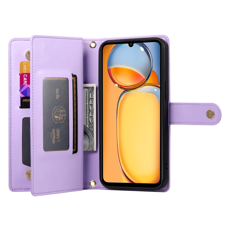 For Redmi 13C 5G / 4G / Xiaomi Poco C65 Nine Card-slot Zipper Wallet Bag Leather Phone Case