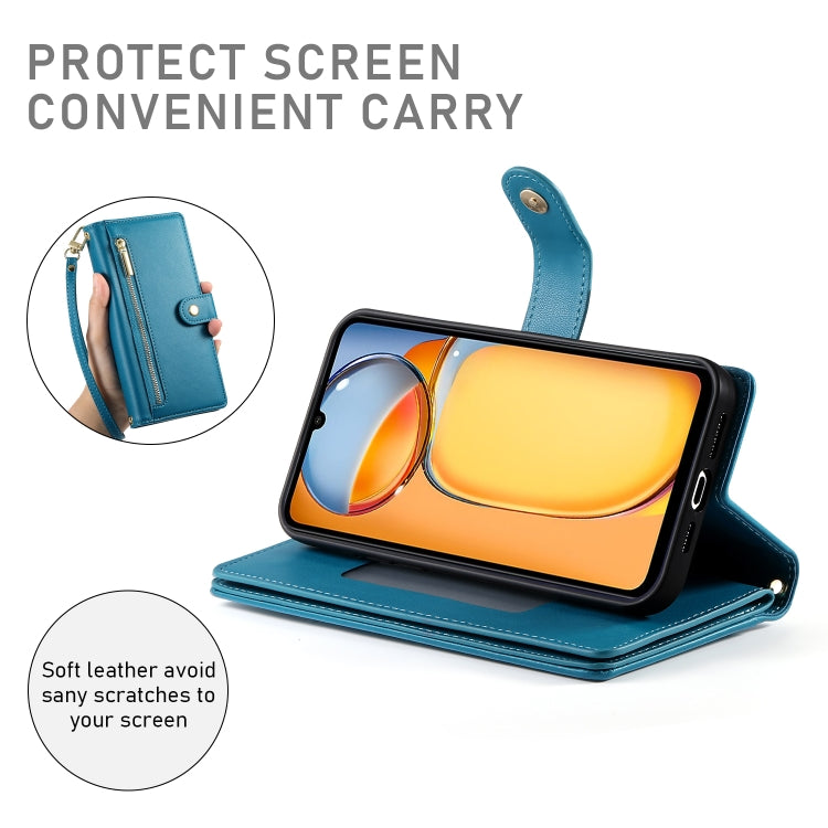 For Redmi 13C 5G / 4G / Xiaomi Poco C65 Nine Card-slot Zipper Wallet Bag Leather Phone Case