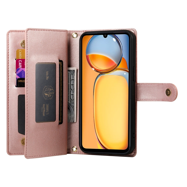 For Redmi 13R / Xiaomi Poco M6 Nine Card-slot Zipper Wallet Bag Leather Phone Case