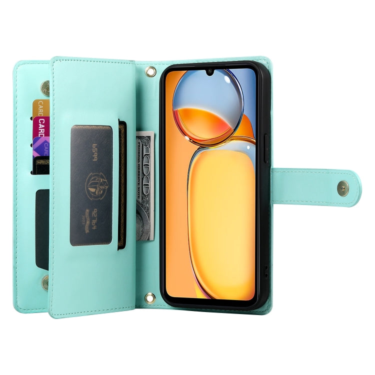 For Redmi 13R / Xiaomi Poco M6 Nine Card-slot Zipper Wallet Bag Leather Phone Case