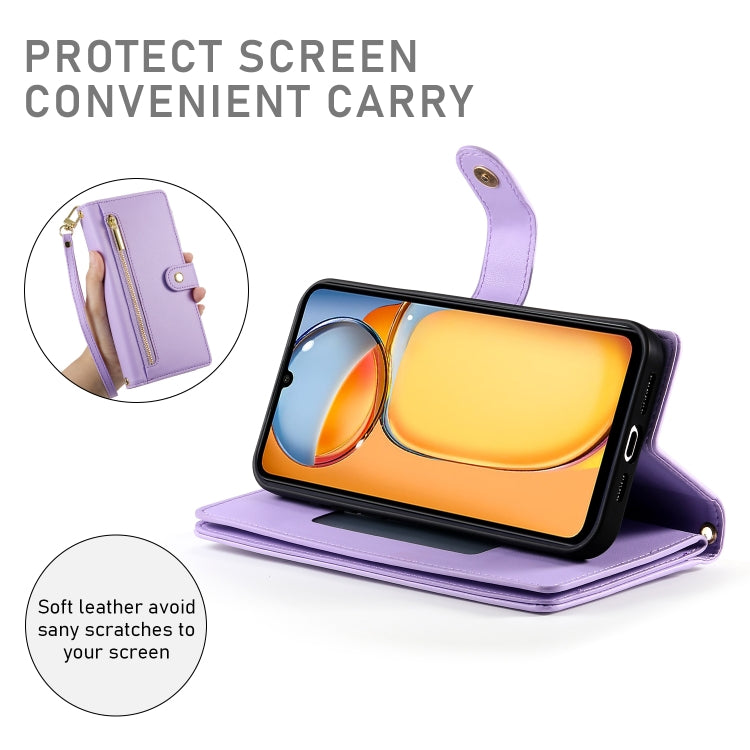 For Redmi 13R / Xiaomi Poco M6 Nine Card-slot Zipper Wallet Bag Leather Phone Case