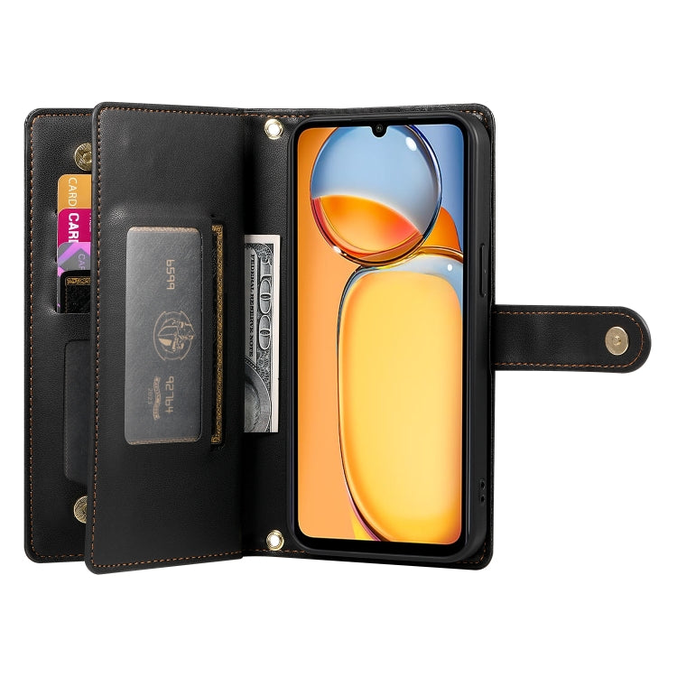 For Redmi 13R / Xiaomi Poco M6 Nine Card-slot Zipper Wallet Bag Leather Phone Case