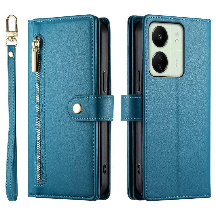 For Redmi 13R / Xiaomi Poco M6 Nine Card-slot Zipper Wallet Bag Leather Phone Case