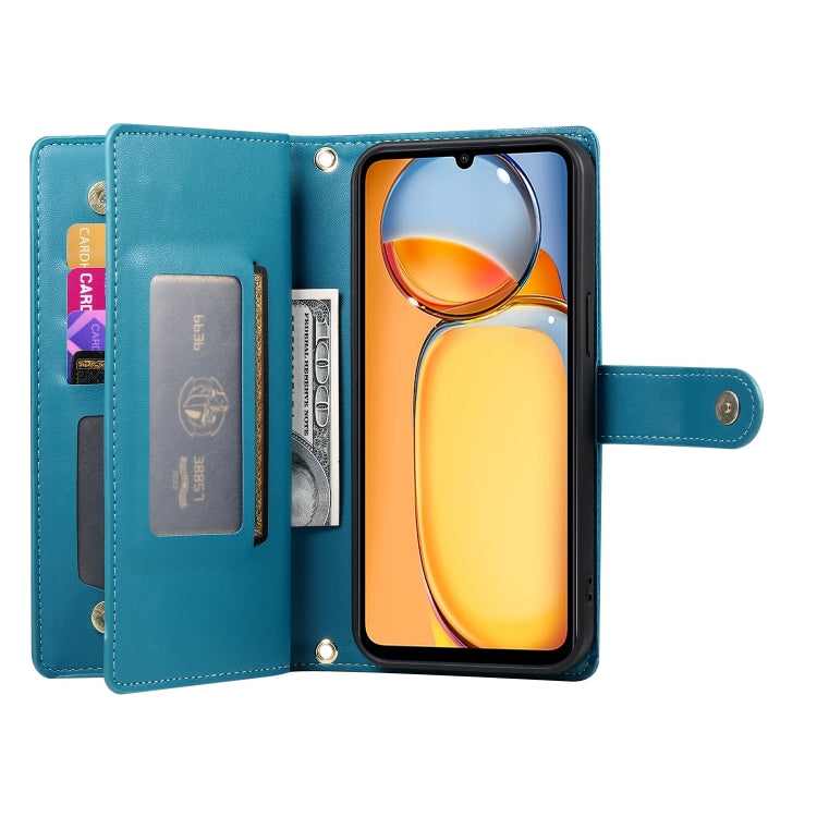 For Redmi 13R / Xiaomi Poco M6 Nine Card-slot Zipper Wallet Bag Leather Phone Case