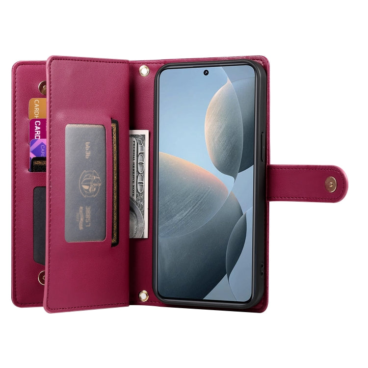 For Redmi K70E / Xiaomi Poco X6 Pro Nine Card-slot Zipper Wallet Bag Leather Phone Case
