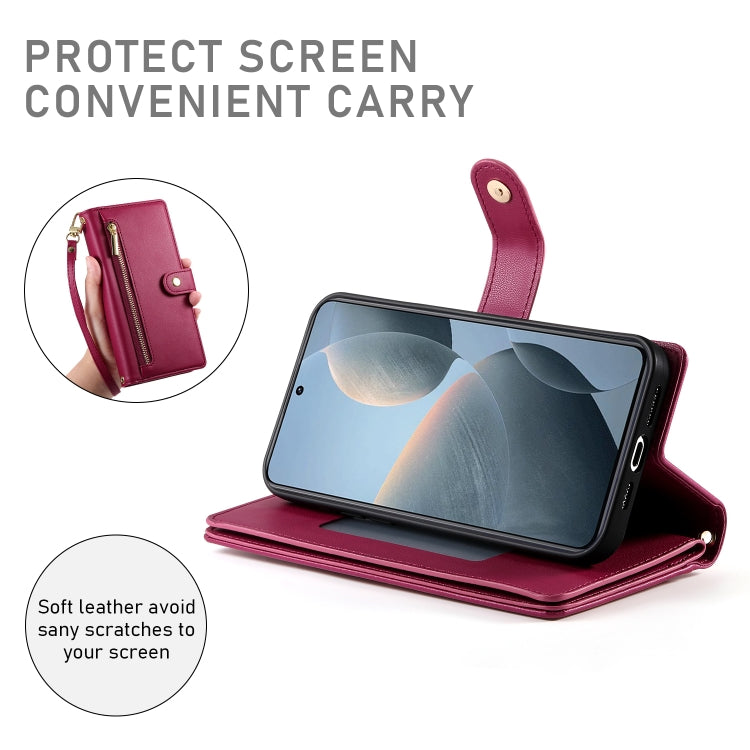 For Redmi K70E / Xiaomi Poco X6 Pro Nine Card-slot Zipper Wallet Bag Leather Phone Case