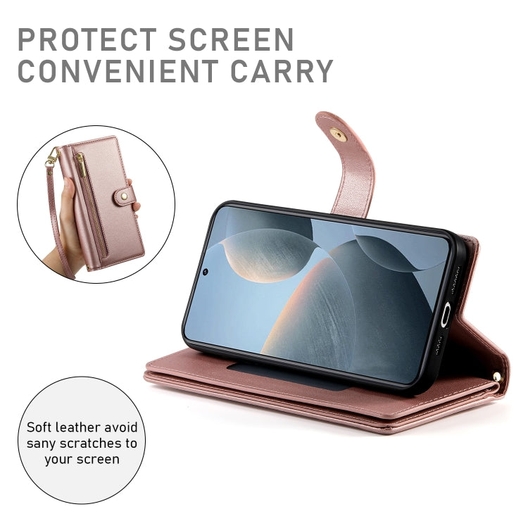 For Redmi K70E / Xiaomi Poco X6 Pro Nine Card-slot Zipper Wallet Bag Leather Phone Case