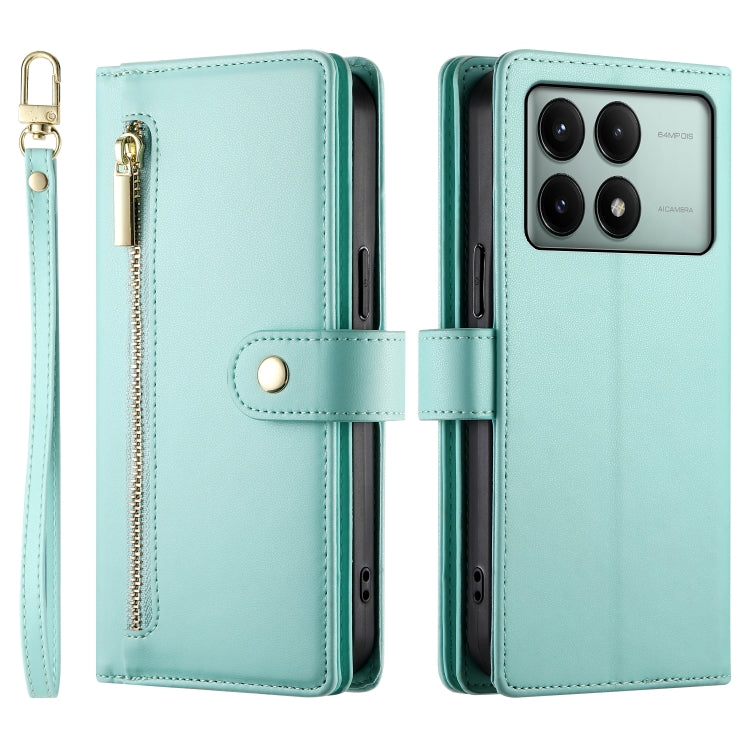 For Redmi K70E / Xiaomi Poco X6 Pro Nine Card-slot Zipper Wallet Bag Leather Phone Case