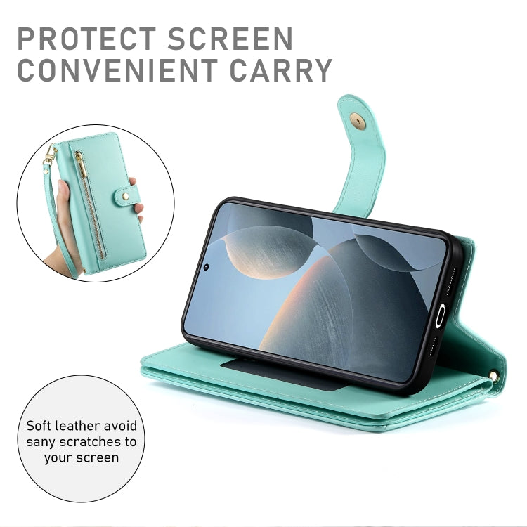 For Redmi K70E / Xiaomi Poco X6 Pro Nine Card-slot Zipper Wallet Bag Leather Phone Case