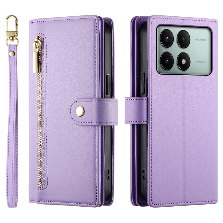 For Redmi K70E / Xiaomi Poco X6 Pro Nine Card-slot Zipper Wallet Bag Leather Phone Case