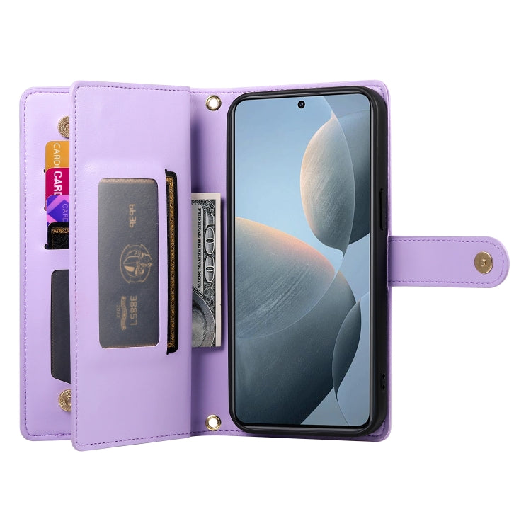 For Redmi K70E / Xiaomi Poco X6 Pro Nine Card-slot Zipper Wallet Bag Leather Phone Case