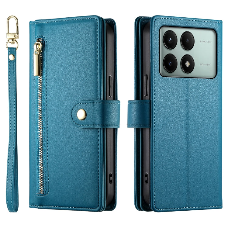 For Redmi K70E / Xiaomi Poco X6 Pro Nine Card-slot Zipper Wallet Bag Leather Phone Case