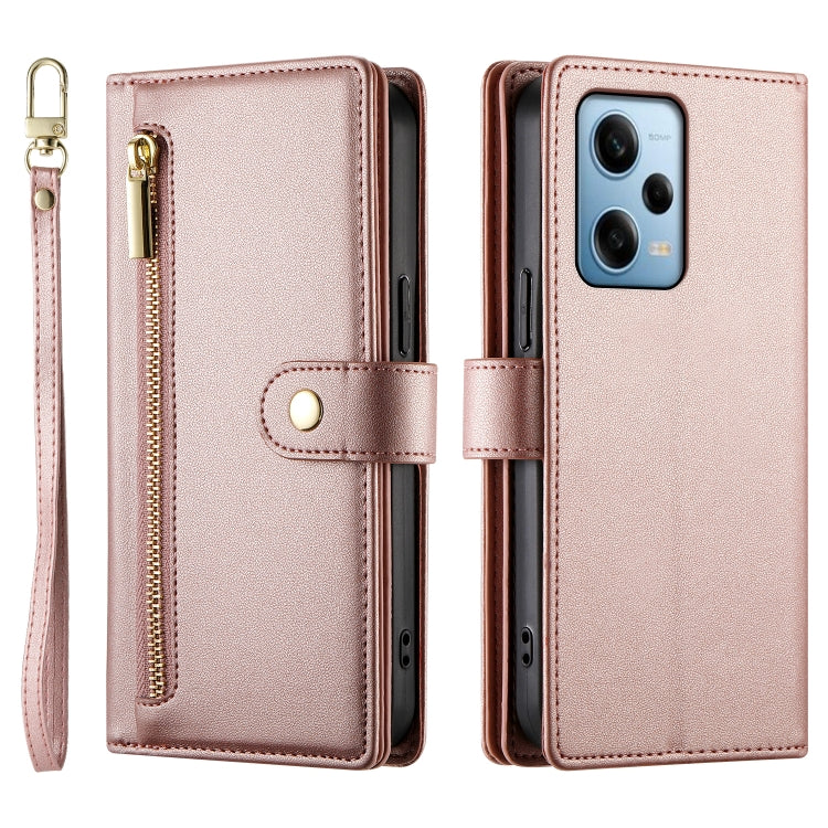 For Redmi Note 12 Pro / Xiaomi Poco X5 Pro Nine Card-slot Zipper Wallet Bag Leather Phone Case