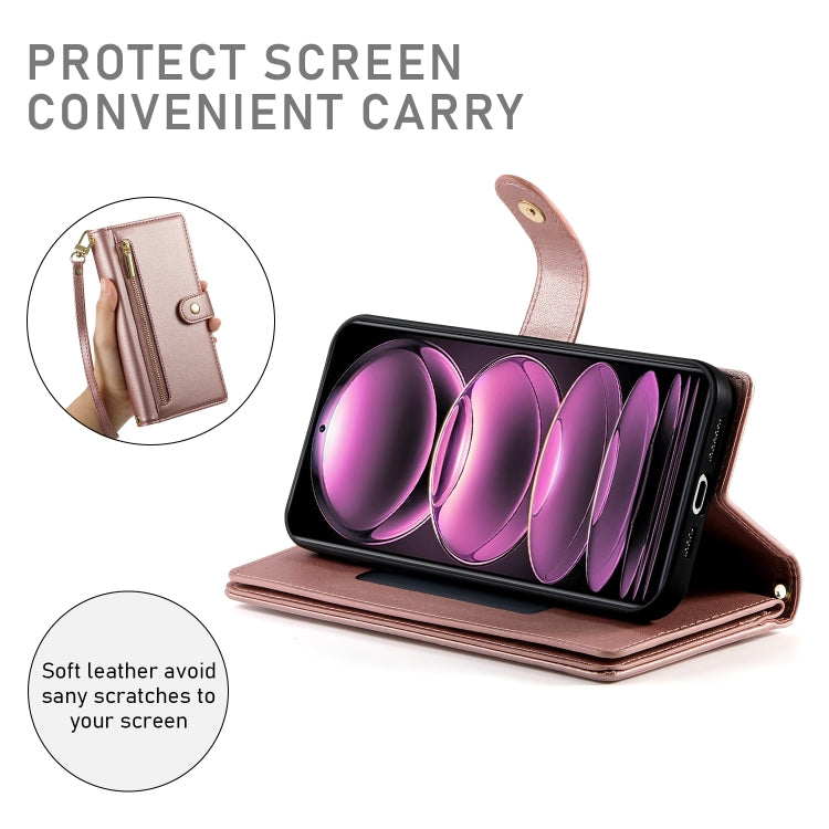 For Redmi Note 12 Pro / Xiaomi Poco X5 Pro Nine Card-slot Zipper Wallet Bag Leather Phone Case