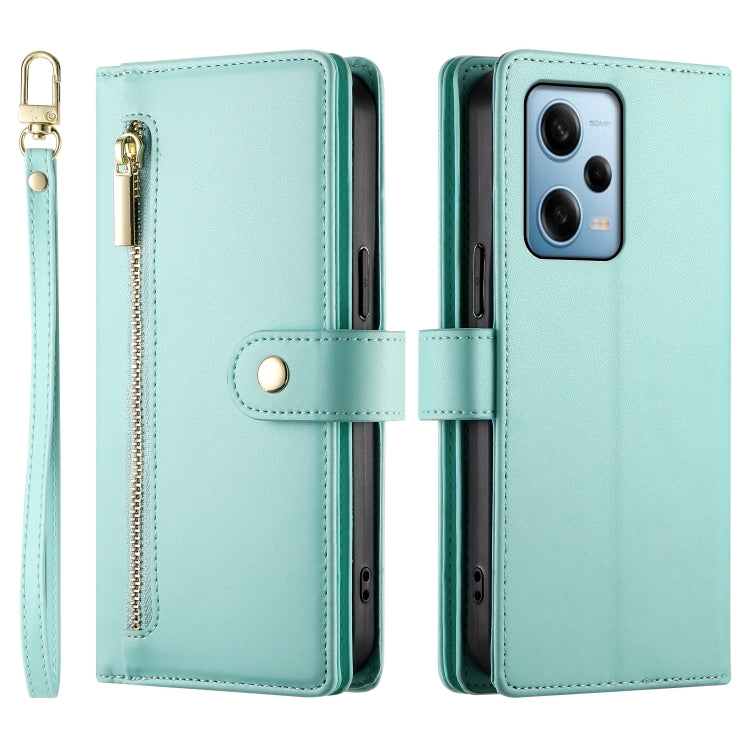 For Redmi Note 12 Pro / Xiaomi Poco X5 Pro Nine Card-slot Zipper Wallet Bag Leather Phone Case