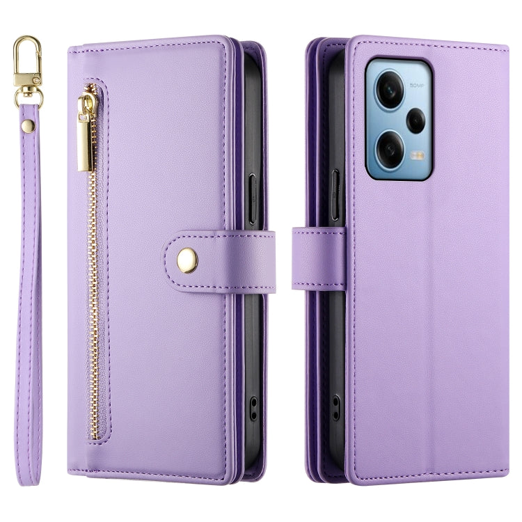 For Redmi Note 12 Pro / Xiaomi Poco X5 Pro Nine Card-slot Zipper Wallet Bag Leather Phone Case