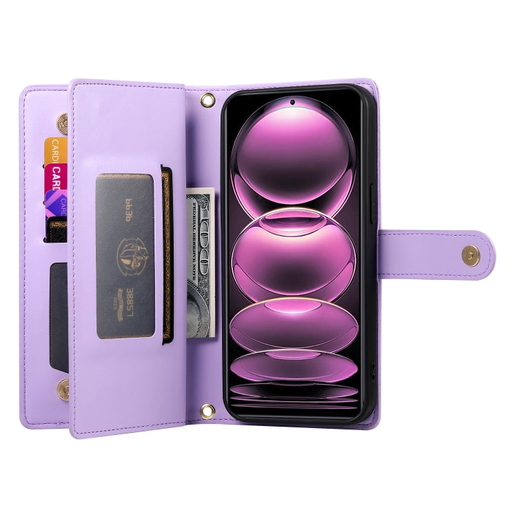For Redmi Note 12 Pro / Xiaomi Poco X5 Pro Nine Card-slot Zipper Wallet Bag Leather Phone Case