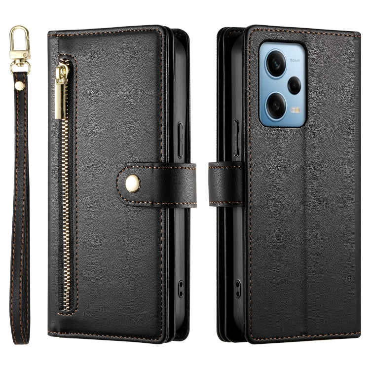 For Redmi Note 12 Pro / Xiaomi Poco X5 Pro Nine Card-slot Zipper Wallet Bag Leather Phone Case
